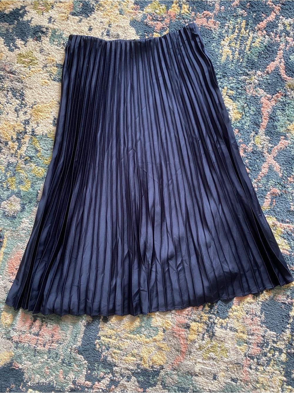 JCrew Navy Pleated Midi Skirt